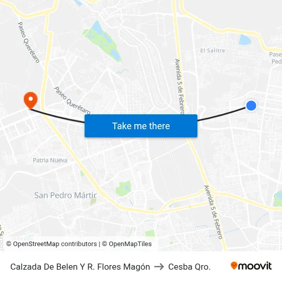 Calzada De Belen Y R. Flores Magón to Cesba Qro. map