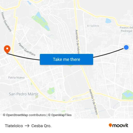 Tlatelolco to Cesba Qro. map