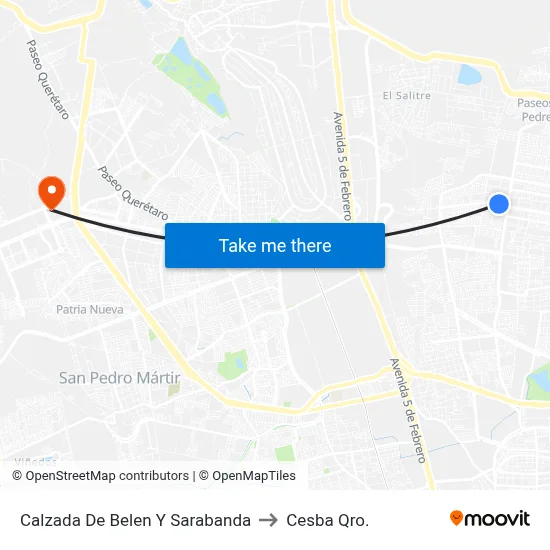 Calzada De Belen Y Sarabanda to Cesba Qro. map