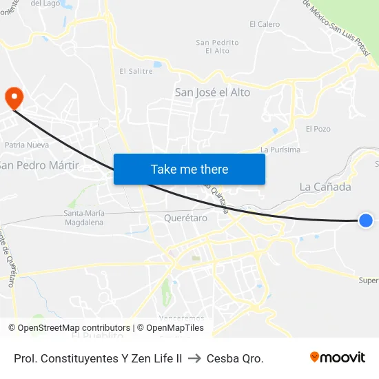 Prol. Constituyentes - Zen Life II to Cesba Qro. map