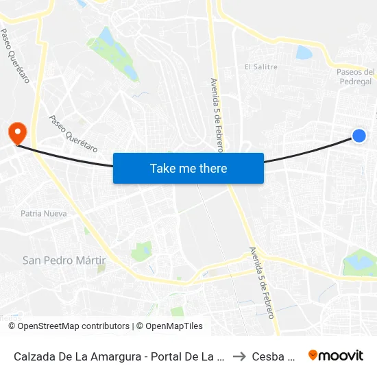 Calzada De La Amargura - Portal De La Alegría to Cesba Qro. map