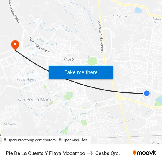 Pie De La Cuesta Y Playa Mocambo to Cesba Qro. map