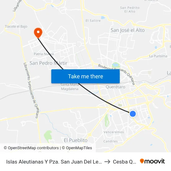 Islas Aleutianas Y Pza. San Juan Del Letrán to Cesba Qro. map
