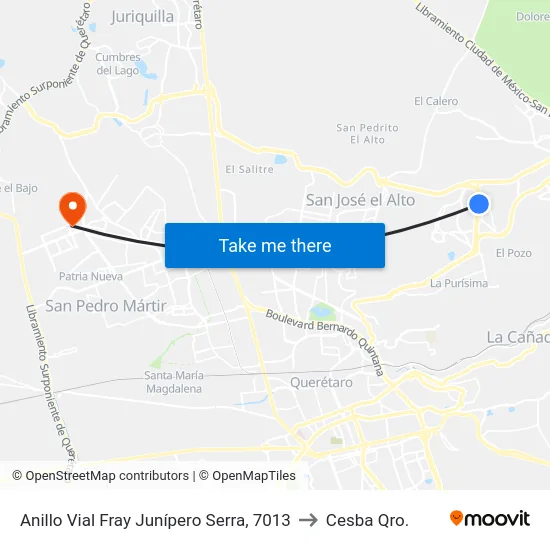 Anillo Vial Fray Junípero Serra, 7013 to Cesba Qro. map