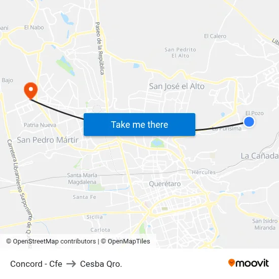 Concord - Cfe to Cesba Qro. map