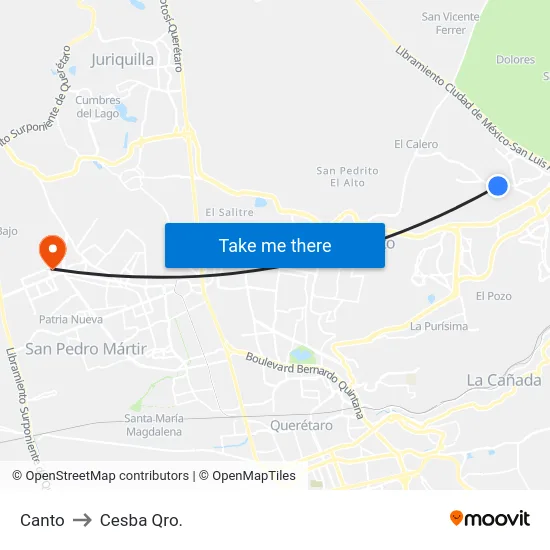 Canto to Cesba Qro. map