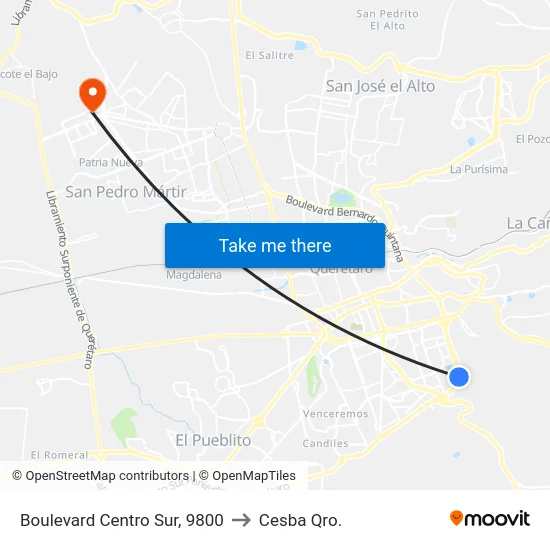 Boulevard Centro Sur, 9800 to Cesba Qro. map