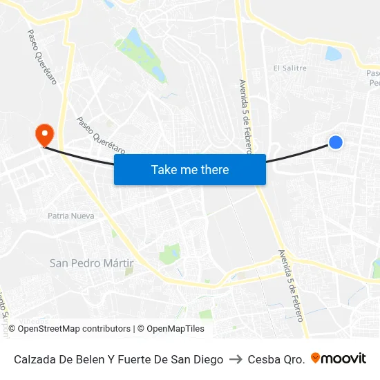 Calzada De Belen Y Fuerte De San Diego to Cesba Qro. map