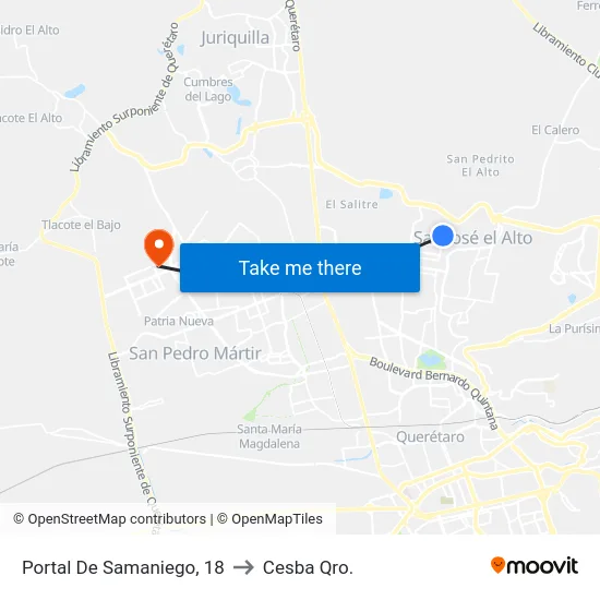Portal De Samaniego, 18 to Cesba Qro. map