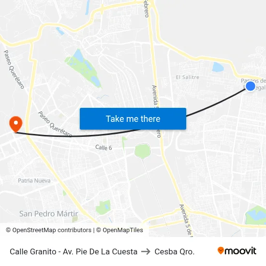 Calle Granito - Av. Pie De La Cuesta to Cesba Qro. map