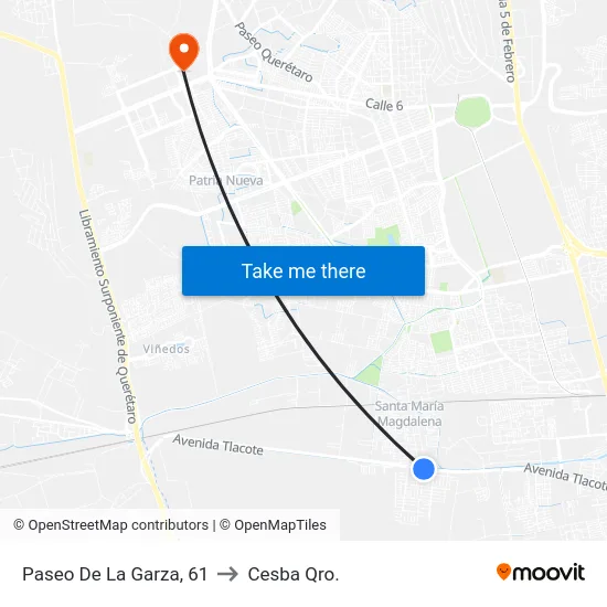Paseo De La Garza, 61 to Cesba Qro. map
