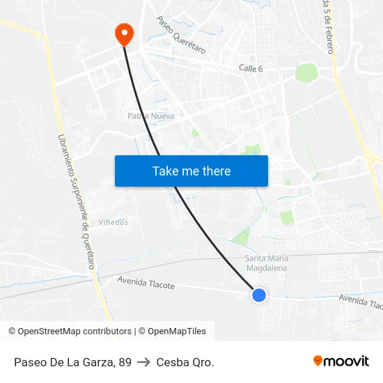 Paseo De La Garza, 89 to Cesba Qro. map