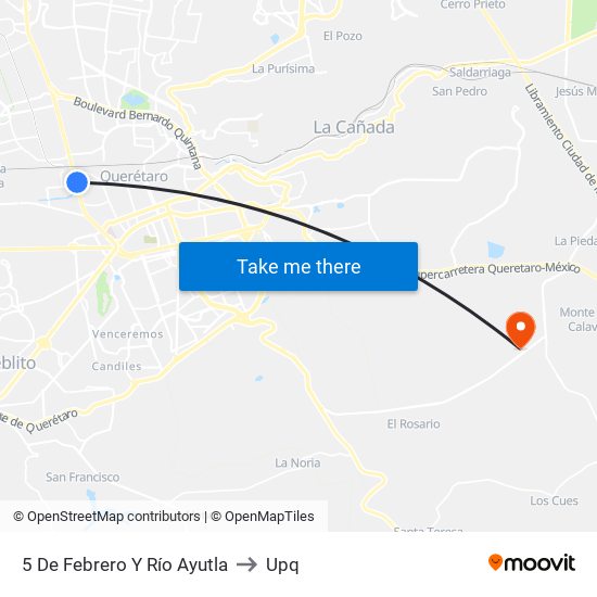 5 De Febrero Y Río Ayutla to Upq map