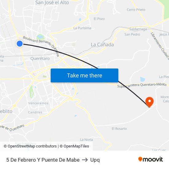 5 De Febrero Y Puente De Mabe to Upq map