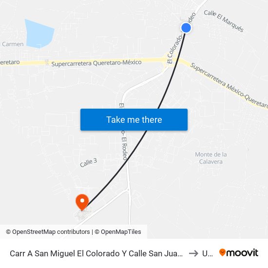 Carr A San Miguel El Colorado Y Calle San Juan Del Río to Upq map