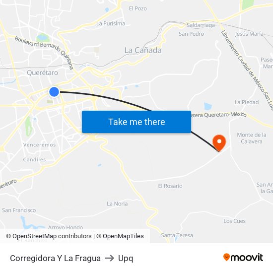 Corregidora Y La Fragua to Upq map