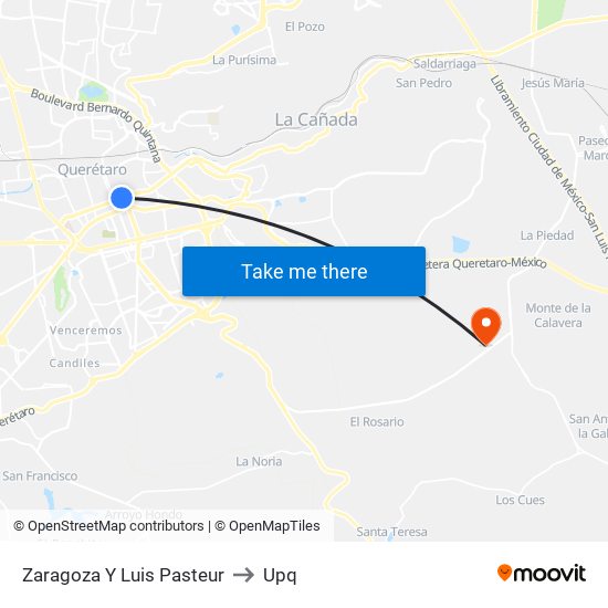Zaragoza Y Luis Pasteur to Upq map