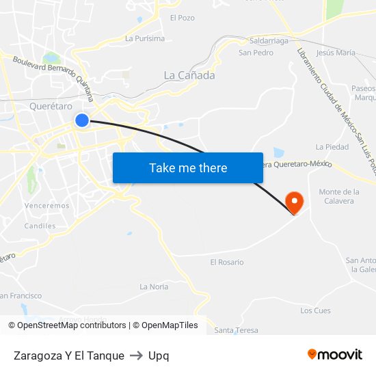 Zaragoza Y El Tanque to Upq map