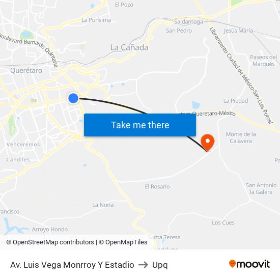 Av. Luis Vega Monrroy Y Estadio to Upq map