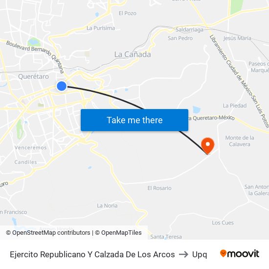 Ejercito Republicano Y Calzada De Los Arcos to Upq map