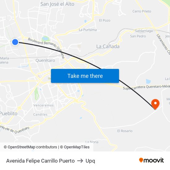 Avenida Felipe Carrillo Puerto to Upq map