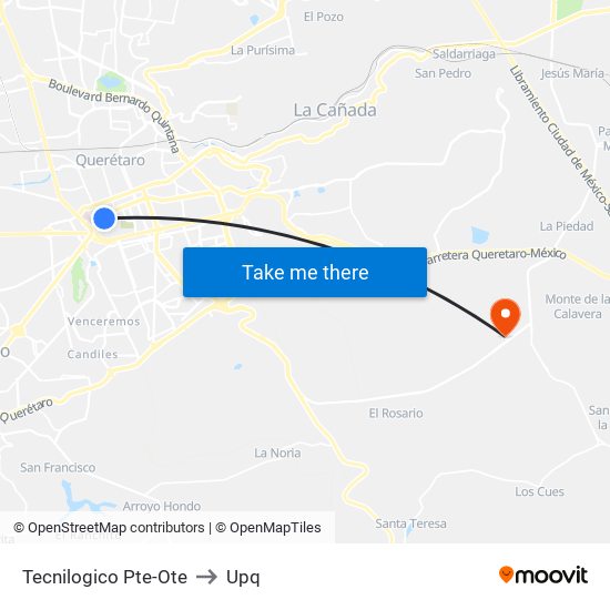 Tecnilogico Pte-Ote to Upq map