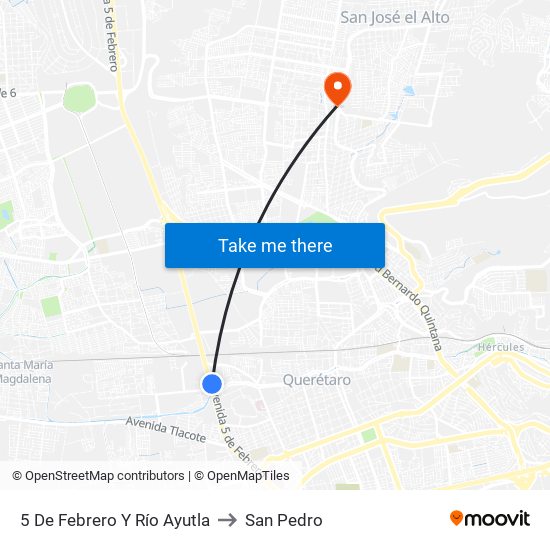 5 De Febrero Y Río Ayutla to San Pedro map