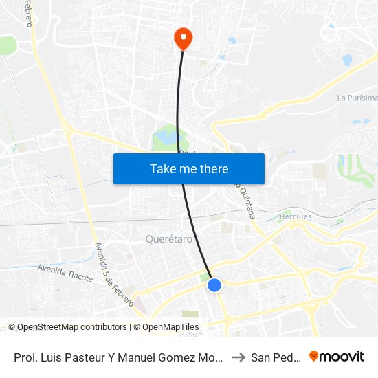 Prol. Luis Pasteur Y Manuel Gomez Morin to San Pedro map