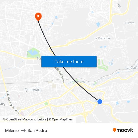 Milenio to San Pedro map