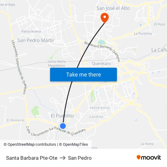 Santa Barbara Pte-Ote to San Pedro map