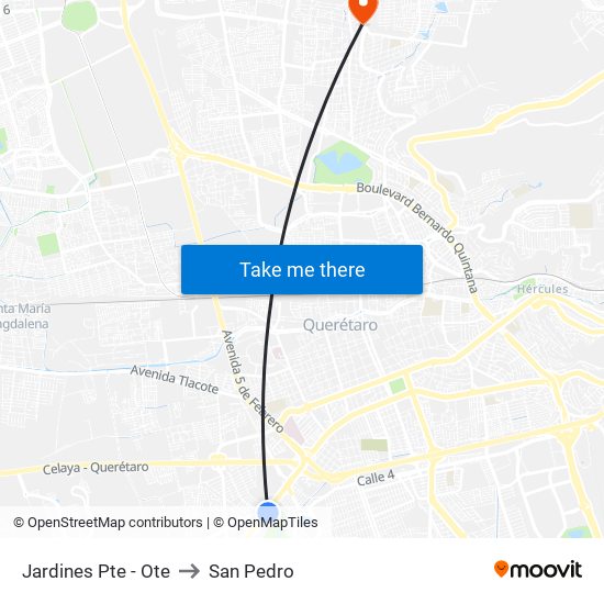 Jardines Pte - Ote to San Pedro map