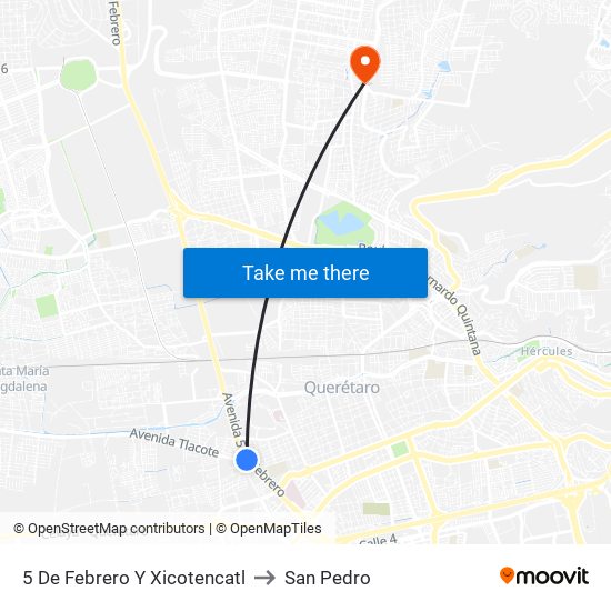 5 De Febrero Y Xicotencatl to San Pedro map