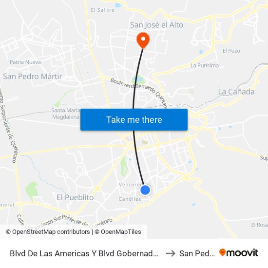 Blvd De Las Americas Y Blvd Gobernadores to San Pedro map