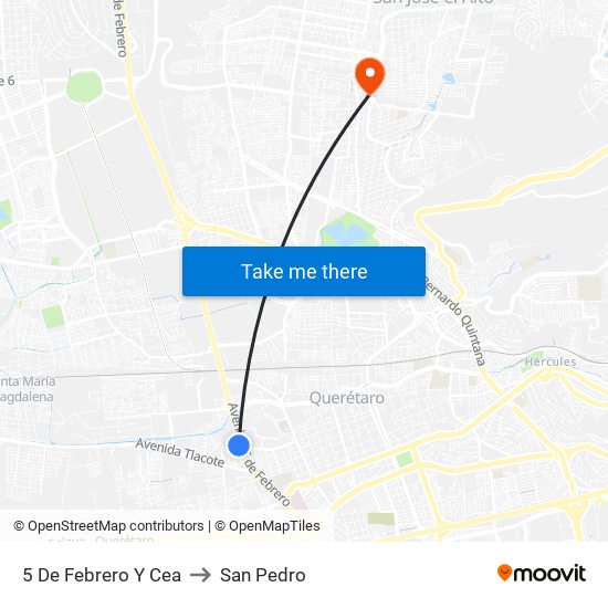 5 De Febrero Y Cea to San Pedro map