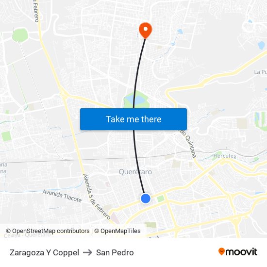 Zaragoza Y Coppel to San Pedro map