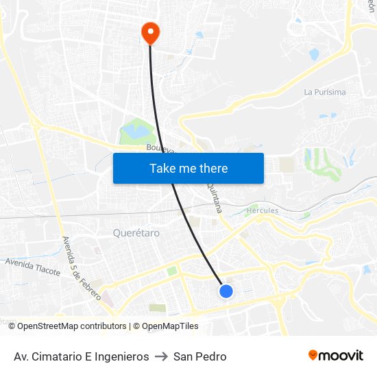 Av. Cimatario E Ingenieros to San Pedro map