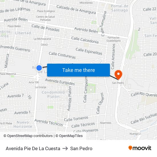 Avenida Pie De La Cuesta to San Pedro map