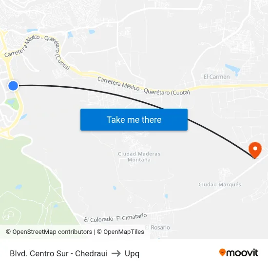 Blvd. Centro Sur - Chedraui to Upq map