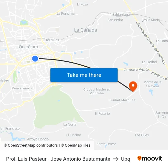 Prol. Luis Pasteur - Jose Antonio Bustamante to Upq map