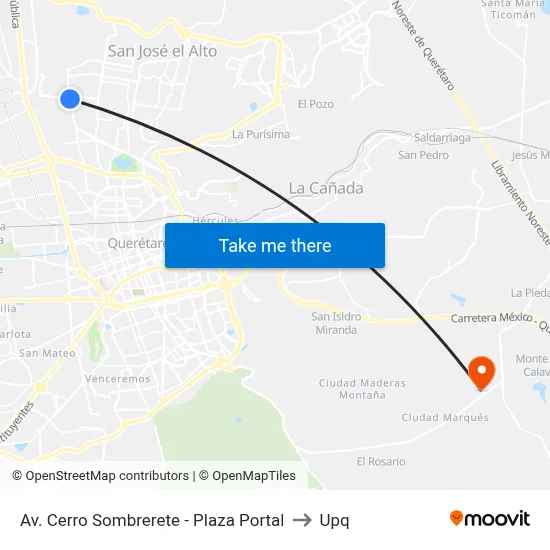 Av. Cerro Sombrerete - Plaza Portal to Upq map