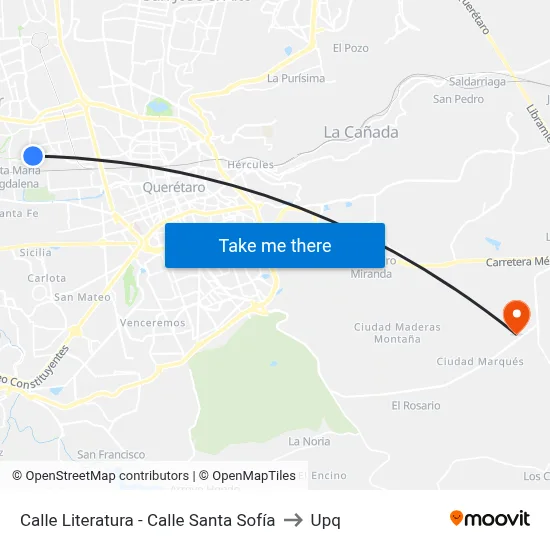Calle Literatura - Calle Santa Sofía to Upq map