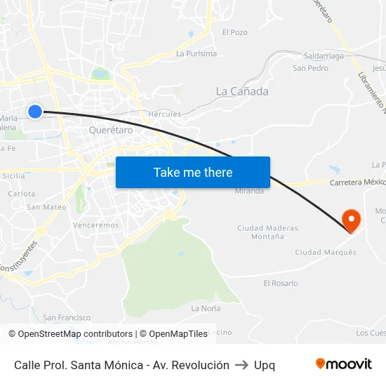 Calle Prol. Santa Mónica - Av. Revolución to Upq map