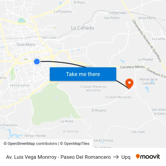 Av. Luis Vega Monrroy - Paseo Del Romancero to Upq map