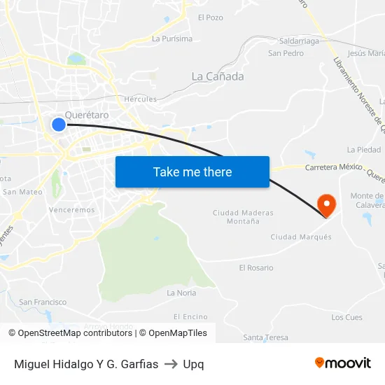 Miguel Hidalgo Y G. Garfias to Upq map