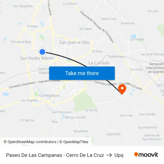 Paseo De Las Campanas - Cerro De La Cruz to Upq map