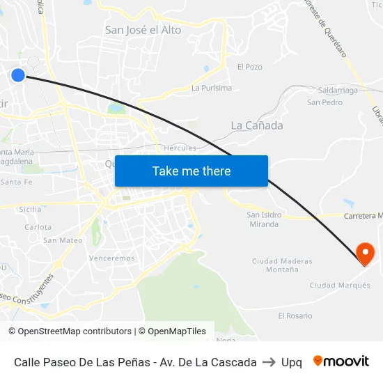 Calle Paseo De Las Peñas - Av. De La Cascada to Upq map
