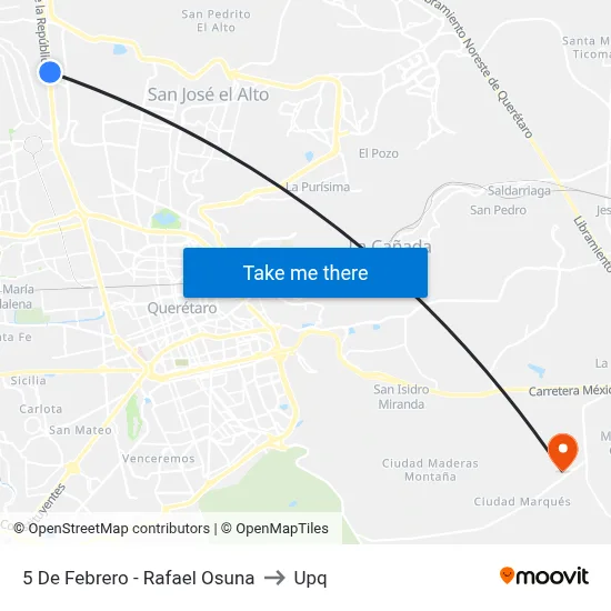 5 De Febrero - Rafael Osuna to Upq map