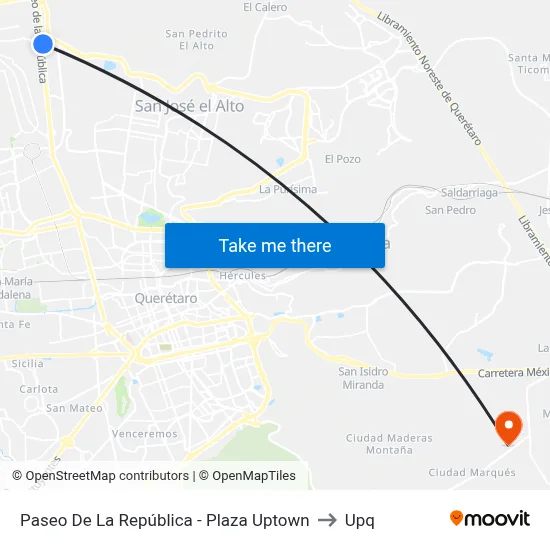 Paseo De La República - Plaza Uptown to Upq map