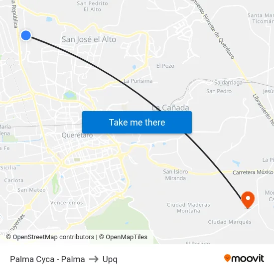 Palma Cyca - Palma to Upq map