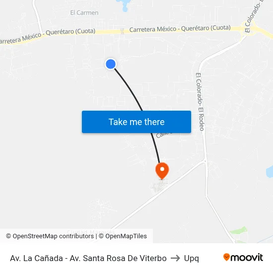 Av. La Cañada - Av. Santa Rosa De Viterbo to Upq map